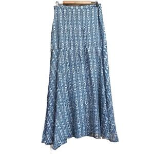 Feathers by Tolani Blue White Long Skirt size M Anthropologie